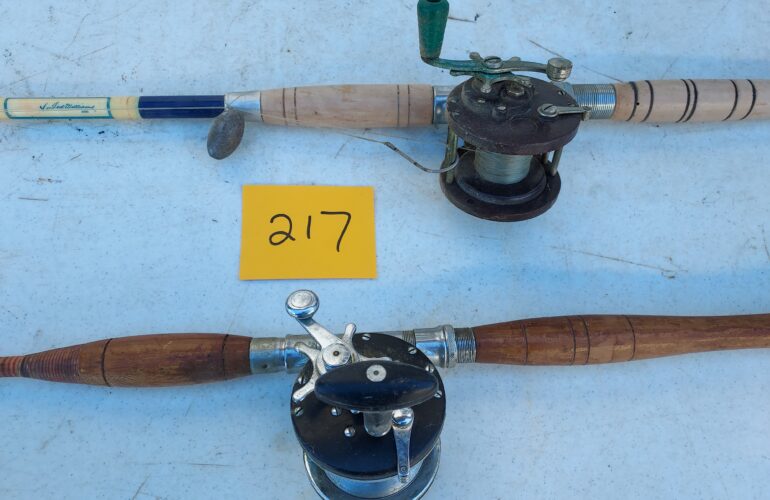 Sold at Auction: 3- Vintage Deep Sea Fishing Poles With Reels